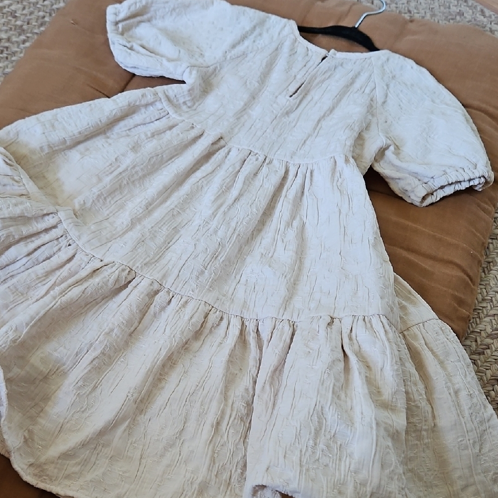 Zara Detailed Cream Puff Sleeve Kids Dress - Picture 9 of 10
